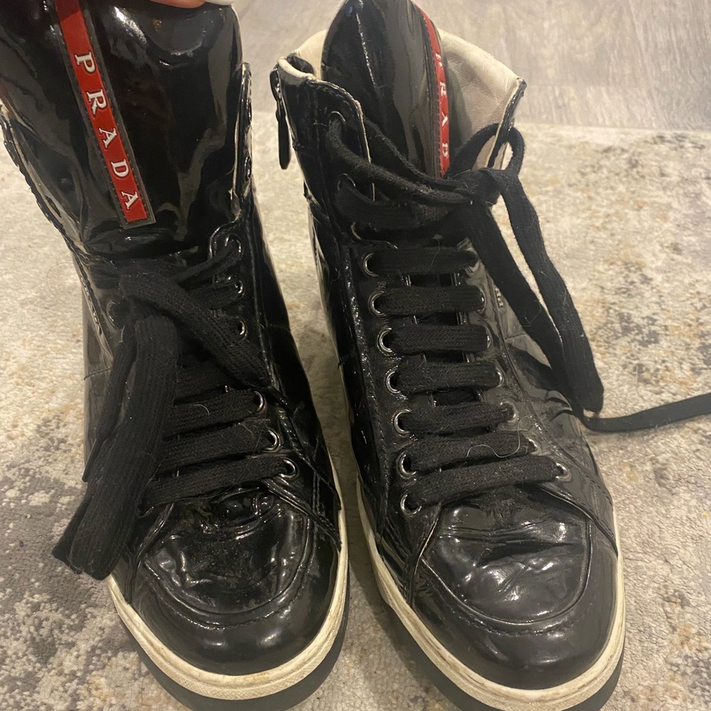 Prada Patent Leather High Top Sneaker